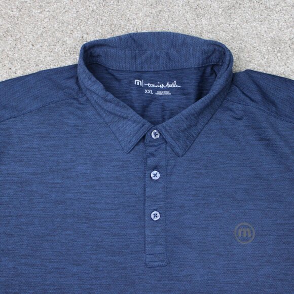 Travis Mathew Polo Shirt Mens 2XL XXL Blue Golf Short Sleeve Pullover - Picture 7 of 15